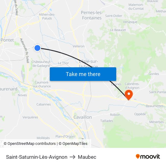 Saint-Saturnin-Lès-Avignon to Maubec map