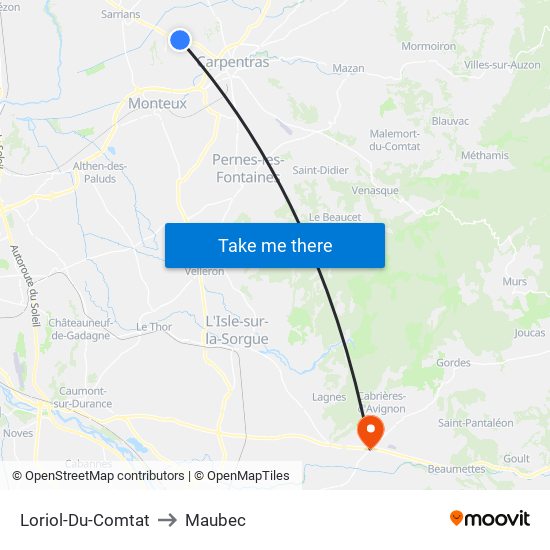 Loriol-Du-Comtat to Maubec map