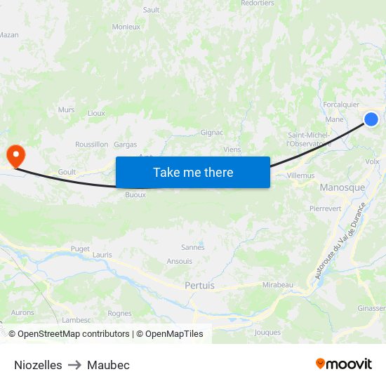 Niozelles to Maubec map