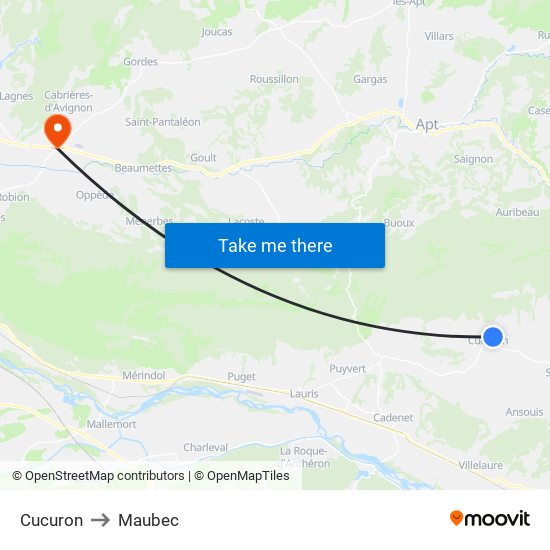 Cucuron to Maubec map