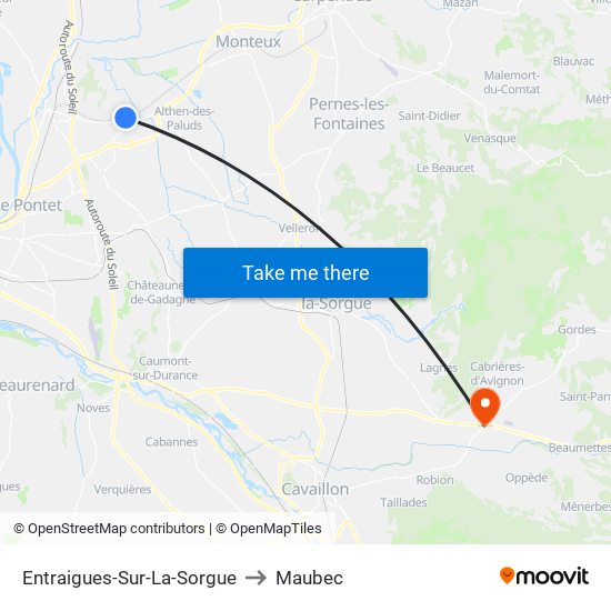 Entraigues-Sur-La-Sorgue to Maubec map