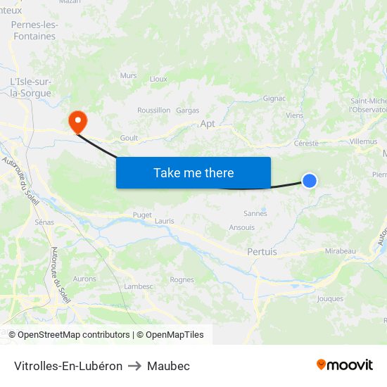 Vitrolles-En-Lubéron to Maubec map