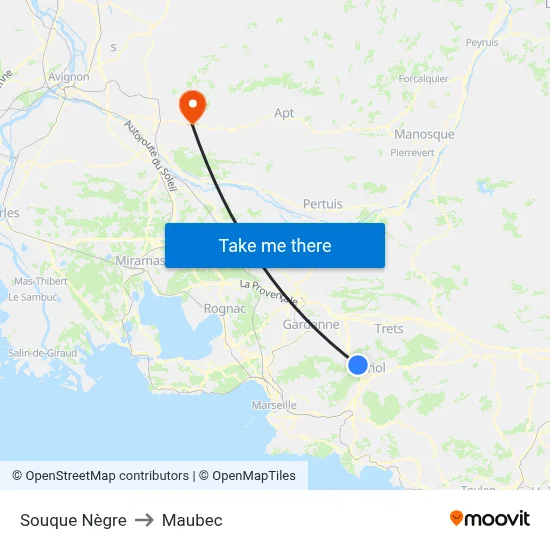 Souque Nègre to Maubec map