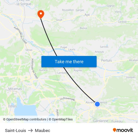 Saint-Louis to Maubec map