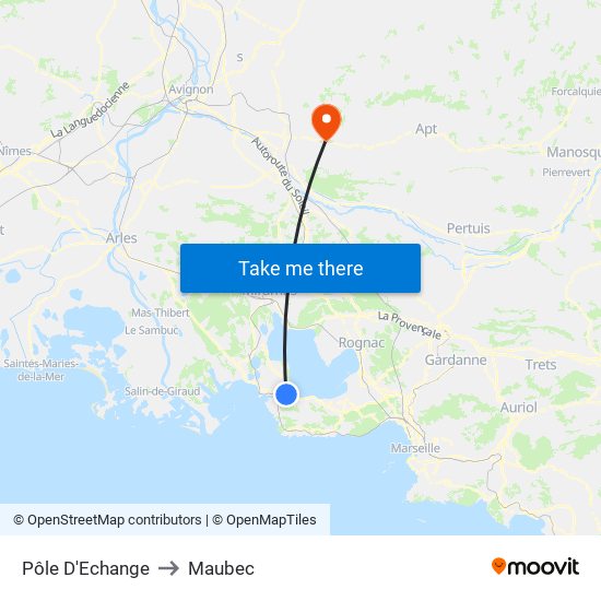 Pôle D'Echange to Maubec map