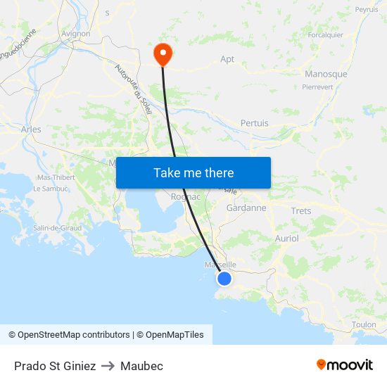 Prado St Giniez to Maubec map
