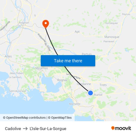 Cadolive to L'Isle-Sur-La-Sorgue map