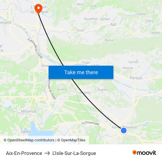 Aix-En-Provence to L'Isle-Sur-La-Sorgue map