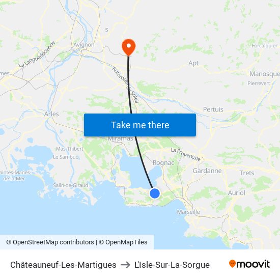 Châteauneuf-Les-Martigues to L'Isle-Sur-La-Sorgue map