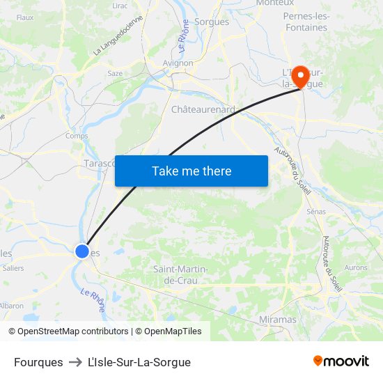 Fourques to L'Isle-Sur-La-Sorgue map