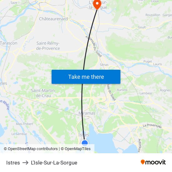 Istres to L'Isle-Sur-La-Sorgue map