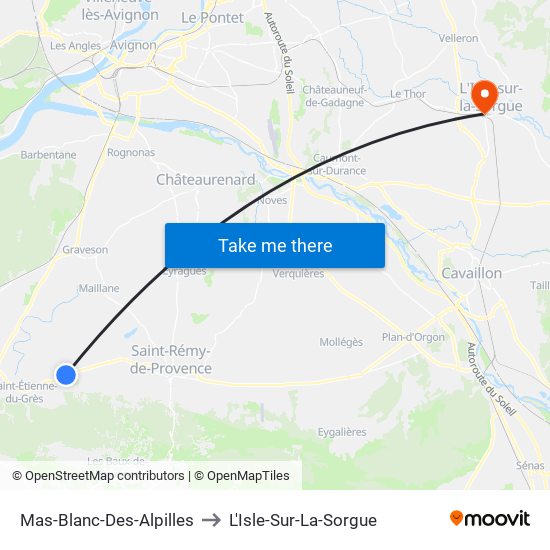 Mas-Blanc-Des-Alpilles to L'Isle-Sur-La-Sorgue map