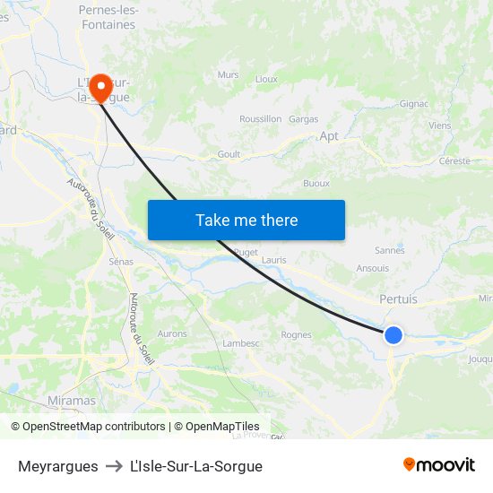 Meyrargues to L'Isle-Sur-La-Sorgue map