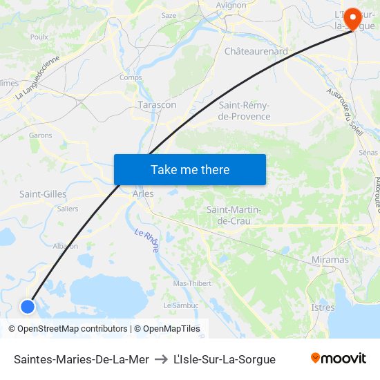 Saintes-Maries-De-La-Mer to L'Isle-Sur-La-Sorgue map