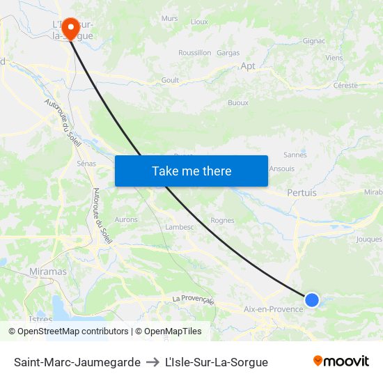 Saint-Marc-Jaumegarde to L'Isle-Sur-La-Sorgue map