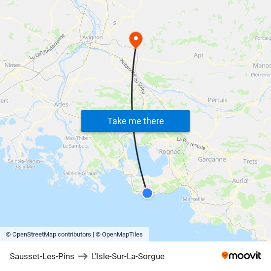 Sausset-Les-Pins to L'Isle-Sur-La-Sorgue map