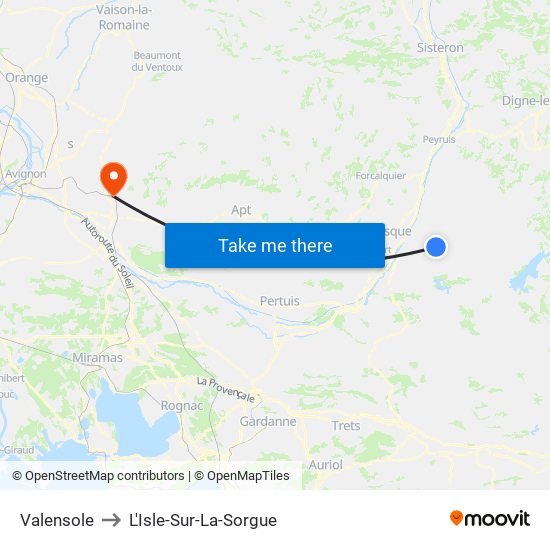 Valensole to L'Isle-Sur-La-Sorgue map