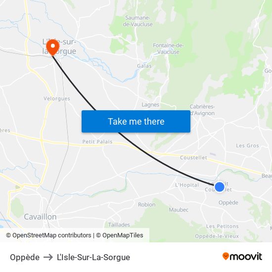 Oppède to L'Isle-Sur-La-Sorgue map