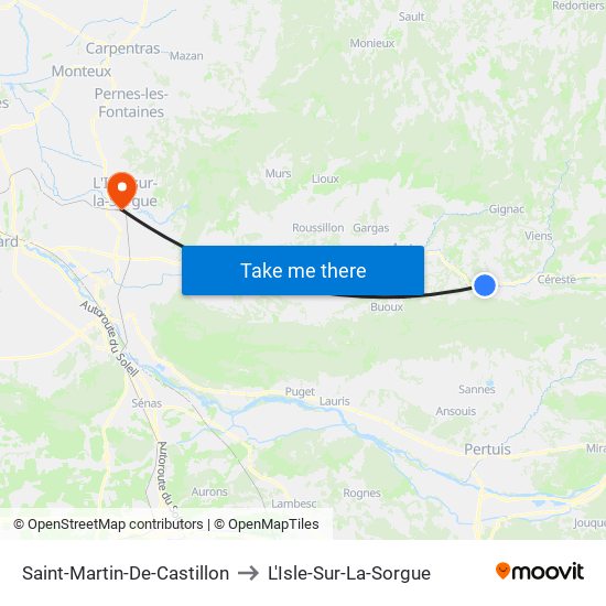 Saint-Martin-De-Castillon to L'Isle-Sur-La-Sorgue map