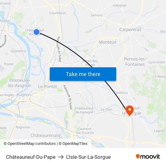 Châteauneuf-Du-Pape to L'Isle-Sur-La-Sorgue map