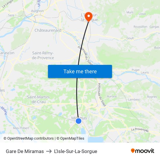 Gare De Miramas to L'Isle-Sur-La-Sorgue map