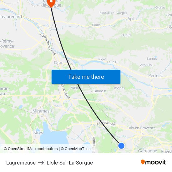 Lagremeuse to L'Isle-Sur-La-Sorgue map