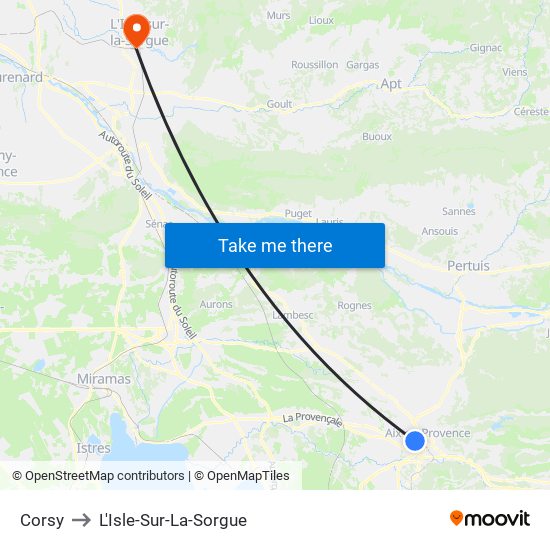 Corsy to L'Isle-Sur-La-Sorgue map