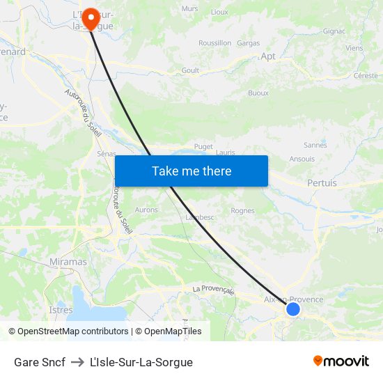 Gare Sncf to L'Isle-Sur-La-Sorgue map