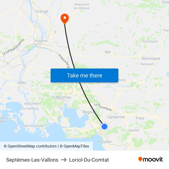 Septèmes-Les-Vallons to Loriol-Du-Comtat map