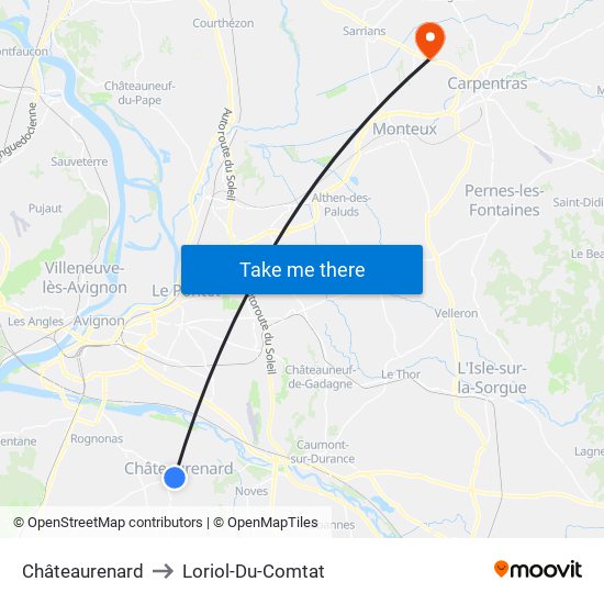 Châteaurenard to Loriol-Du-Comtat map