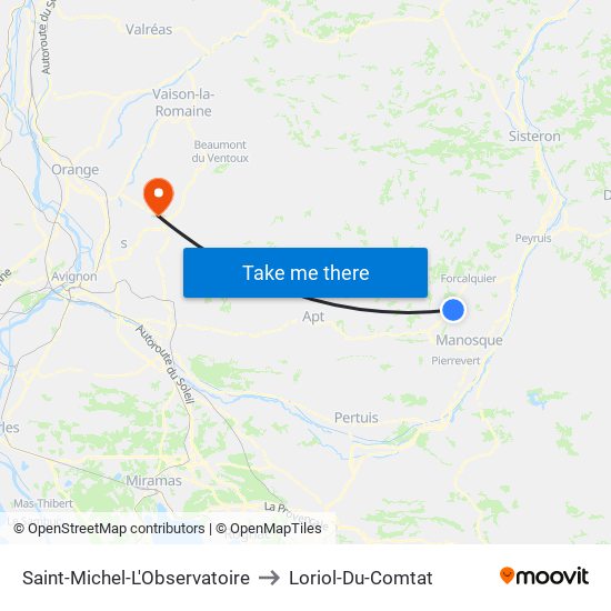Saint-Michel-L'Observatoire to Loriol-Du-Comtat map