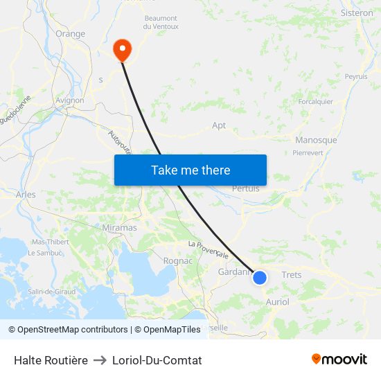 Halte Routière to Loriol-Du-Comtat map