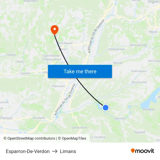 Esparron-De-Verdon to Limans map
