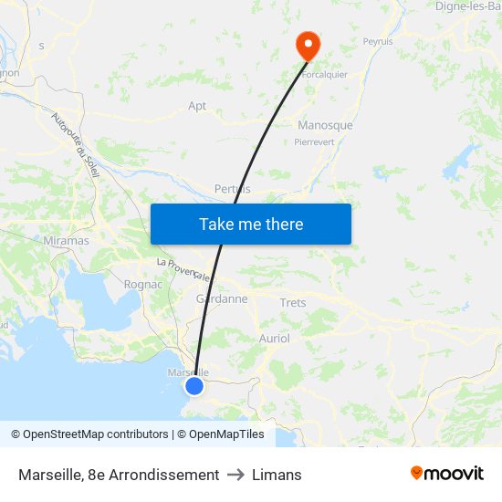 Marseille, 8e Arrondissement to Limans map