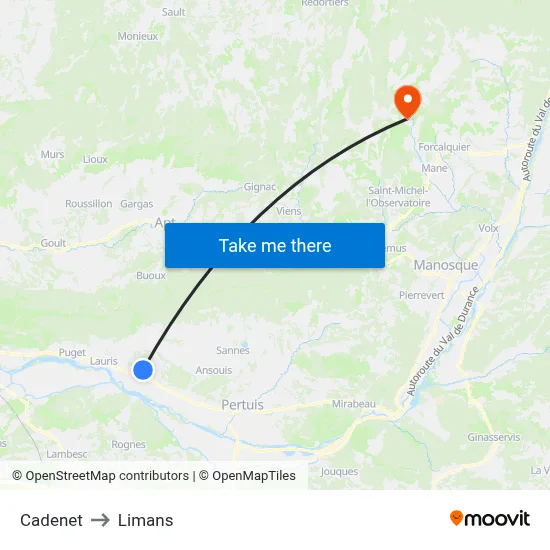 Cadenet to Limans map