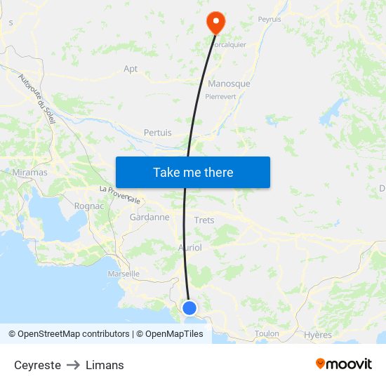 Ceyreste to Limans map