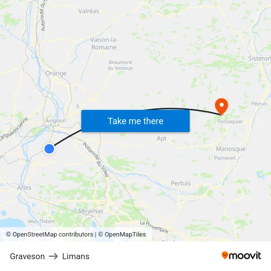 Graveson to Limans map