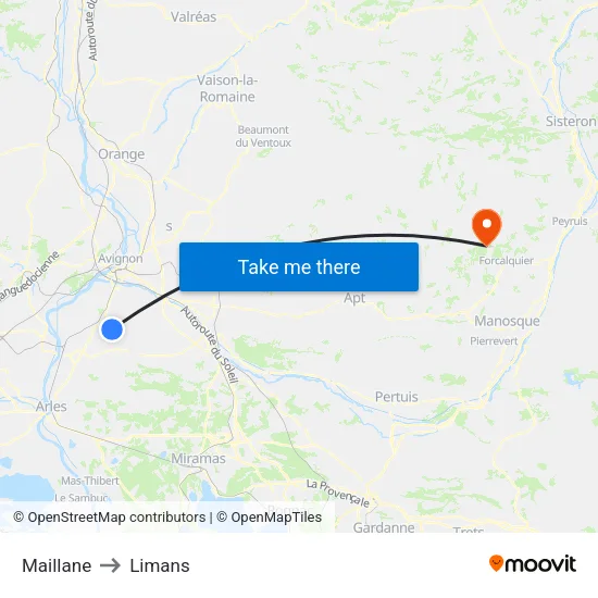 Maillane to Limans map