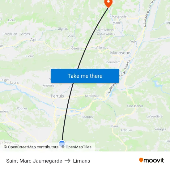 Saint-Marc-Jaumegarde to Limans map