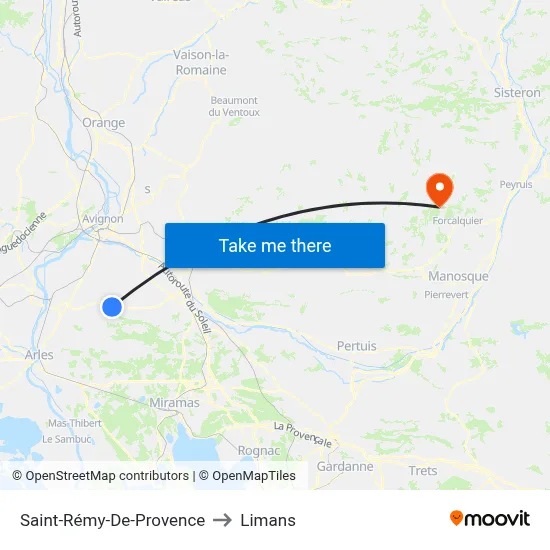 Saint-Rémy-De-Provence to Limans map