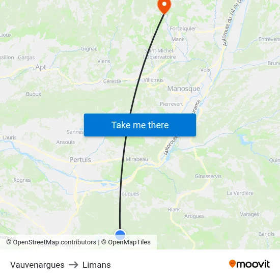 Vauvenargues to Limans map
