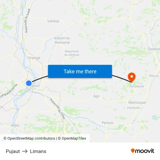 Pujaut to Limans map