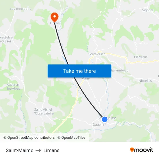 Saint-Maime to Limans map