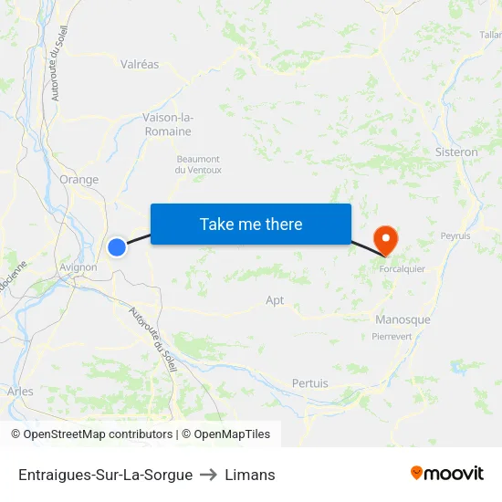 Entraigues-Sur-La-Sorgue to Limans map