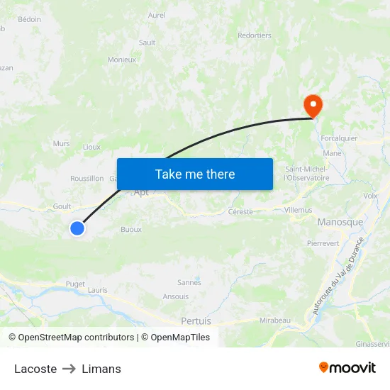 Lacoste to Limans map