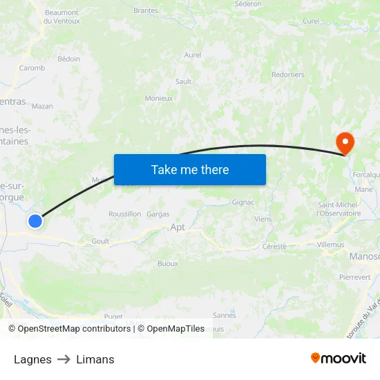 Lagnes to Limans map