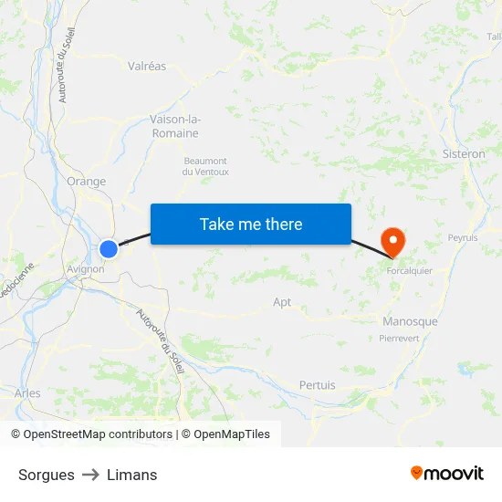 Sorgues to Limans map