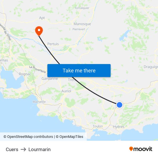 Cuers to Lourmarin map