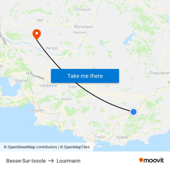 Besse-Sur-Issole to Lourmarin map