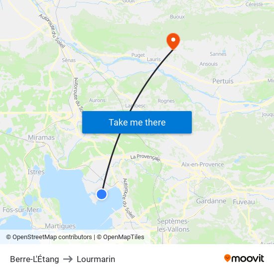 Berre-L'Étang to Lourmarin map